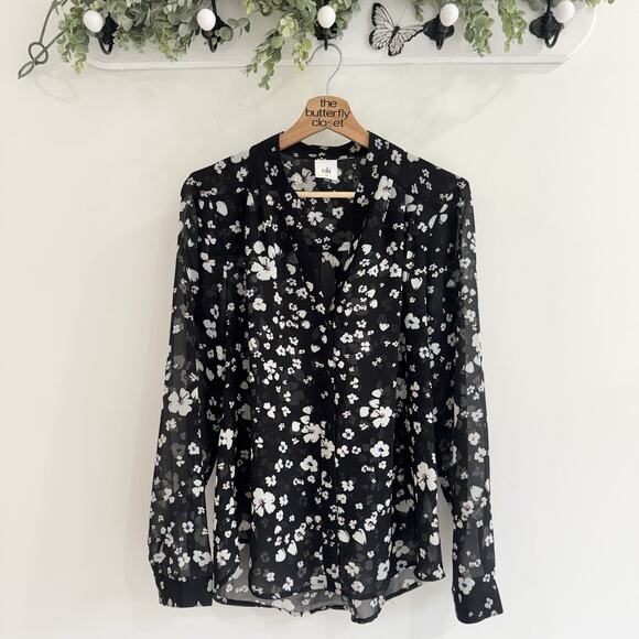 CAbi Tops - CAbi 6079 Delight Blouse Medium Chiffon Semi Sheet Floral Medium KD